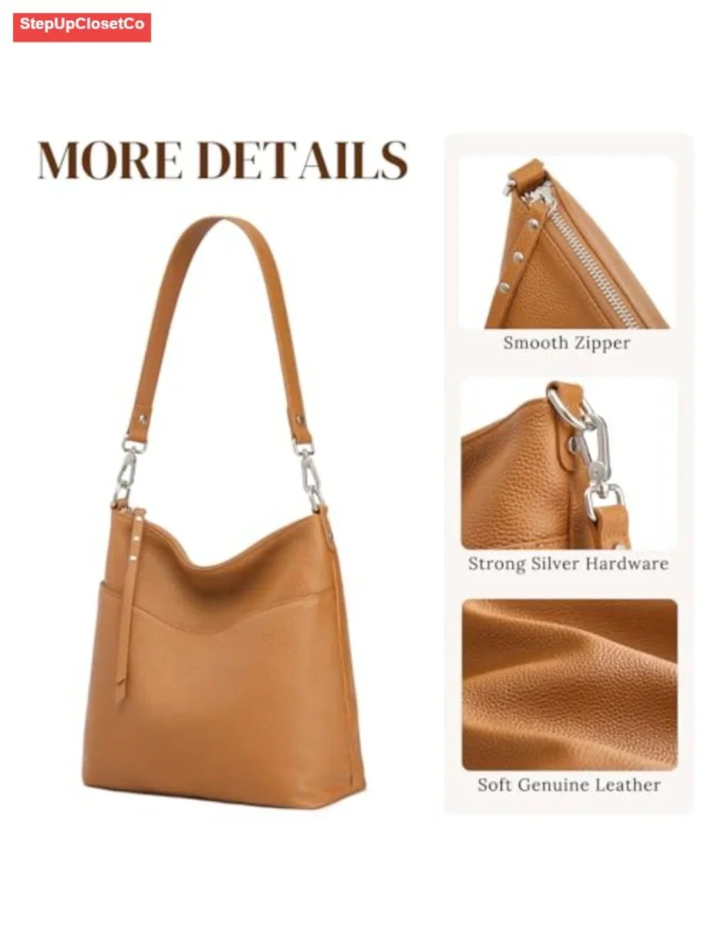 Genuine Leather Tote Handbag 2 Straps Crossbody Shoulder Purse for Women